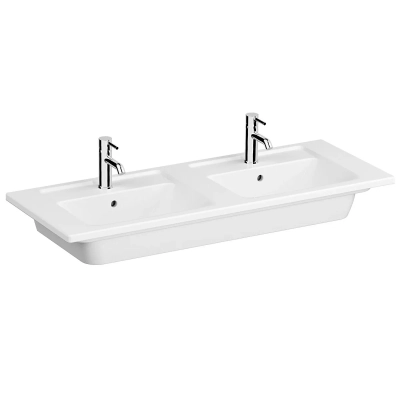 Vitra Integra Etajerli Lavabo 120x47 cm Tek Armatür Delikli, Su Taşma Delikli, Beyaz - 1