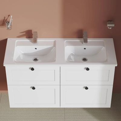 Vitra Integra Etajerli Lavabo 120x47 cm Tek Armatür Delikli, Su Taşma Delikli, Beyaz - 3