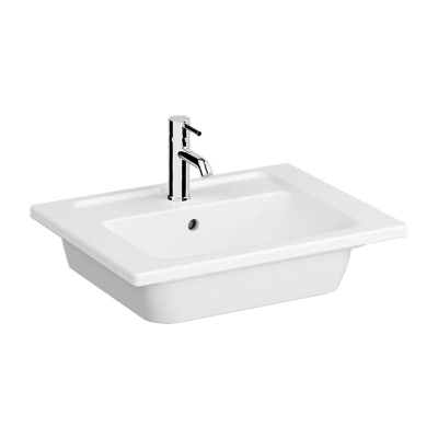 Vitra Integra Etajerli Lavabo 60x47 cm Tek Armatür Delikli, Su Taşma Delikli, Beyaz - 1
