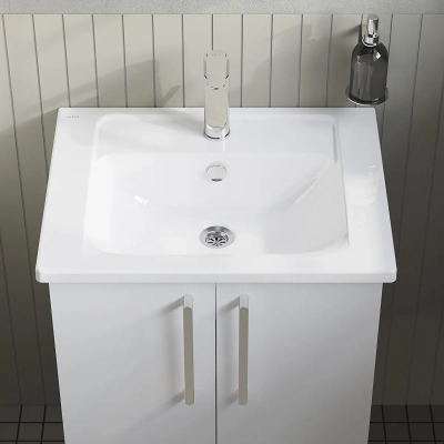 Vitra Integra Etajerli Lavabo 60x47 cm Tek Armatür Delikli, Su Taşma Delikli, Beyaz - 3