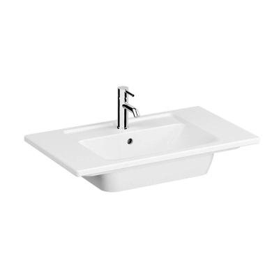 Vitra Integra Etajerli Lavabo 80x47 cm Tek Armatür Delikli, Su Taşma Delikli, Beyaz - 1