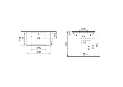 Vitra Integra Etajerli Lavabo 80x47 cm Tek Armatür Delikli, Su Taşma Delikli, Beyaz - 5