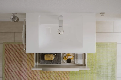 Vitra Integra Etajerli Lavabo 80x47 cm Tek Armatür Delikli, Su Taşma Delikli, Beyaz - 2