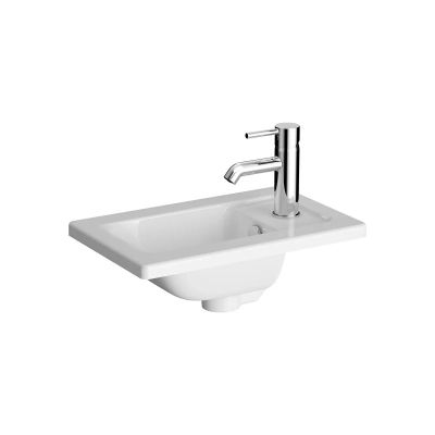 Vitra Integra Etajerli Lavabo Kompakt, 45x29 cm Tek Armatür Delikli, Su Taşma Delikli, Beyaz - 2