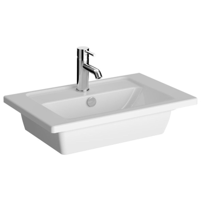 Vitra Integra Etajerli Lavabo Kompakt, 60x39 cm Tek Armatür Delikli, Su Taşma Delikli, Beyaz - 2