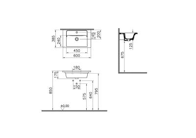 Vitra Integra Etajerli Lavabo Kompakt, 60x39 cm Tek Armatür Delikli, Su Taşma Delikli, Beyaz - 4