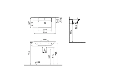 Vitra Integra Etajerli Lavabo Kompakt, 80x39 cm Tek Armatür Delikli, Su Taşma Delikli, Beyaz - 4