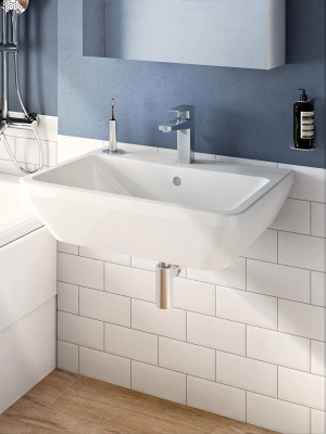 Vitra Integra Lavabo Dikdörtgen, 65x49 cm Tek Armatür Delikli, Su Taşma Delikli, Beyaz - 1