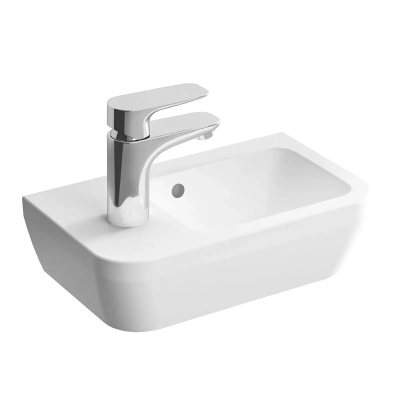 Vitra Integra Lavabo Dikdörtgen, Kompakt, 35x22 cm Soldan Tek Armatür Delikli, Su Taşma Delikli, Beyaz - 2