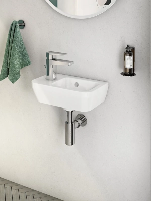 Vitra Integra Lavabo Dikdörtgen, Kompakt, 35x22 cm Soldan Tek Armatür Delikli, Su Taşma Delikli, Beyaz - 1