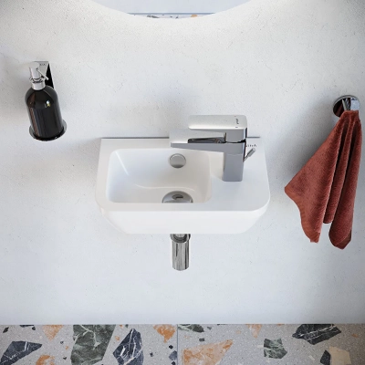 Vitra Integra Lavabo Dikdörtgen, Kompakt, 35x22 cm Tek Armatür Delikli, Su Taşma Delikli, Beyaz - 5