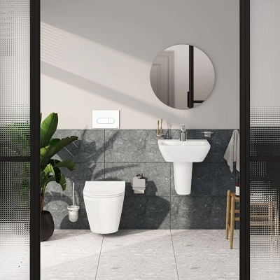 Vitra Integra Lavabo Dikdörtgen, Kompakt, 45x40 cm Tek Armatür Delikli, Su Taşma Delikli, Beyaz - 4