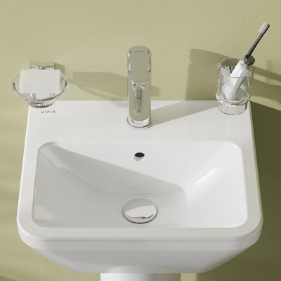 Vitra Integra Lavabo Dikdörtgen, Kompakt, 45x40 cm Tek Armatür Delikli, Su Taşma Delikli, Beyaz - 6