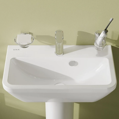 Vitra Integra Lavabo Dikdörtgen, Kompakt, 60x36 cm Tek Armatür Delikli, Su Taşma Delikli, Beyaz - 3