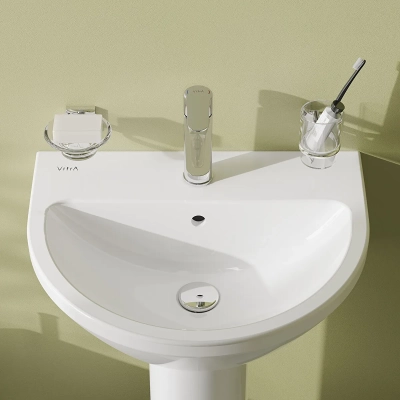 Vitra Integra Lavabo Yuvarlak, 55x45 cm Tek Armatür Delikli, Su Taşma Delikli, Beyaz - 5