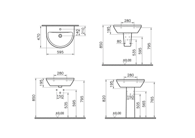 Vitra Integra Lavabo Yuvarlak, 60x47 cm Tek Armatür Delikli, Su Taşma Delikli, Beyaz - 6