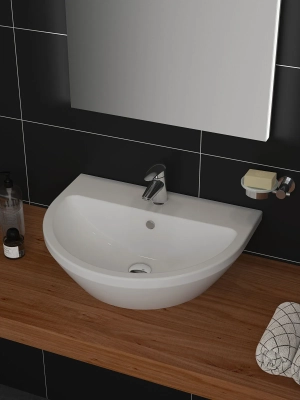 Vitra Integra Lavabo Yuvarlak, 60x47 cm Tek Armatür Delikli, Su Taşma Delikli, Beyaz - 4
