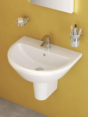 Vitra Integra Lavabo Yuvarlak, 60x47 cm Tek Armatür Delikli, Su Taşma Delikli, Beyaz - 1