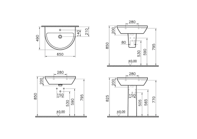 Vitra Integra Lavabo Yuvarlak, 65x49 cm Tek Armatür Delikli, Su Taşma Delikli, Beyaz - 6