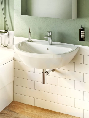 Vitra Integra Lavabo Yuvarlak, 65x49 cm Tek Armatür Delikli, Su Taşma Delikli, Beyaz - 1