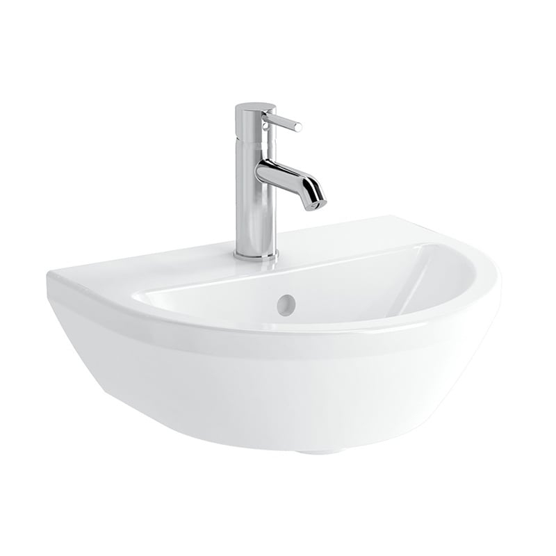 Vitra Integra Lavabo Yuvarlak, Kompakt, 45x36 cm Tek Armatür Delikli, Su Taşma Delikli, Beyaz - Vitra