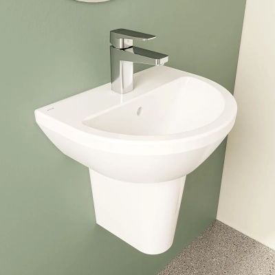 Vitra Integra Lavabo Yuvarlak, Kompakt, 45x36 cm Tek Armatür Delikli, Su Taşma Delikli, Beyaz - 2