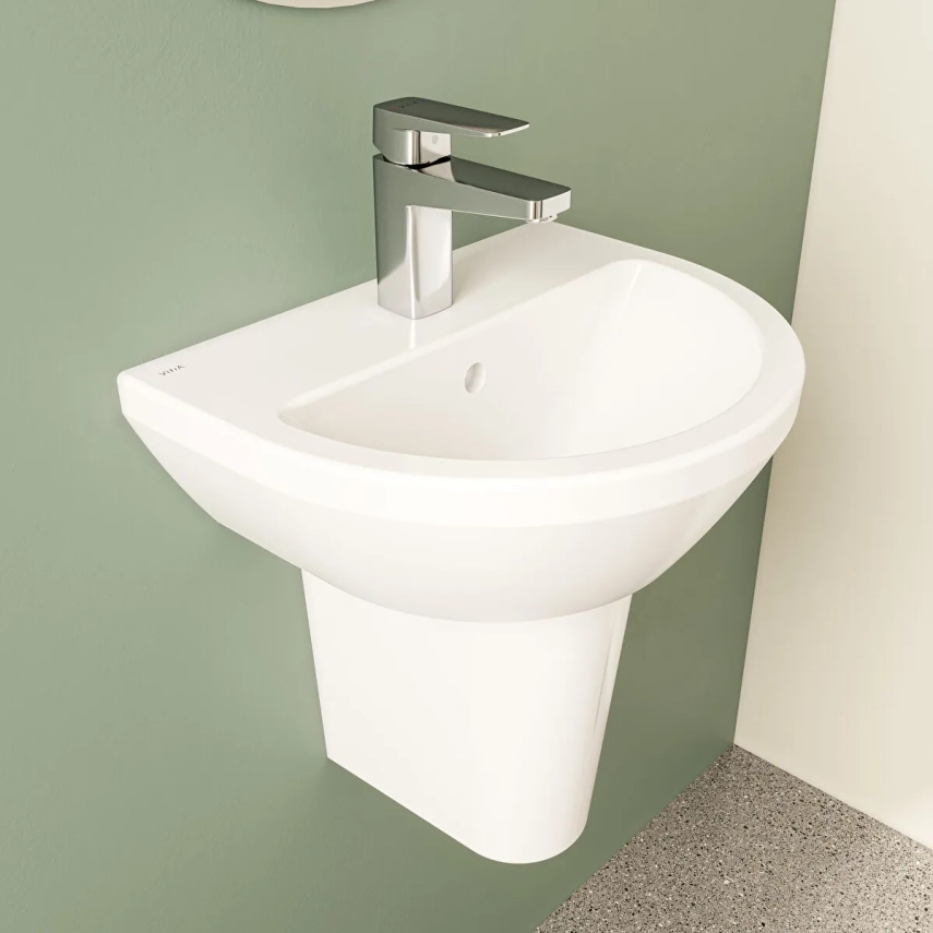 Vitra Integra Lavabo Yuvarlak, Kompakt, 45x36 cm Tek Armatür Delikli, Su Taşma Delikli, Beyaz - Vitra (1)