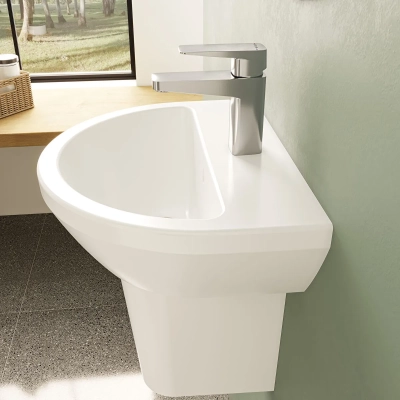 Vitra Integra Lavabo Yuvarlak, Kompakt, 45x36 cm Tek Armatür Delikli, Su Taşma Delikli, Beyaz - 4