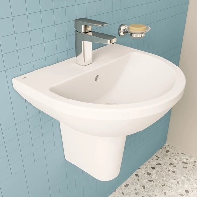 Vitra Integra Lavabo Yuvarlak, Kompakt, 50x43 cm Tek Armatür Delikli, Su Taşma Delikli, Beyaz - 2