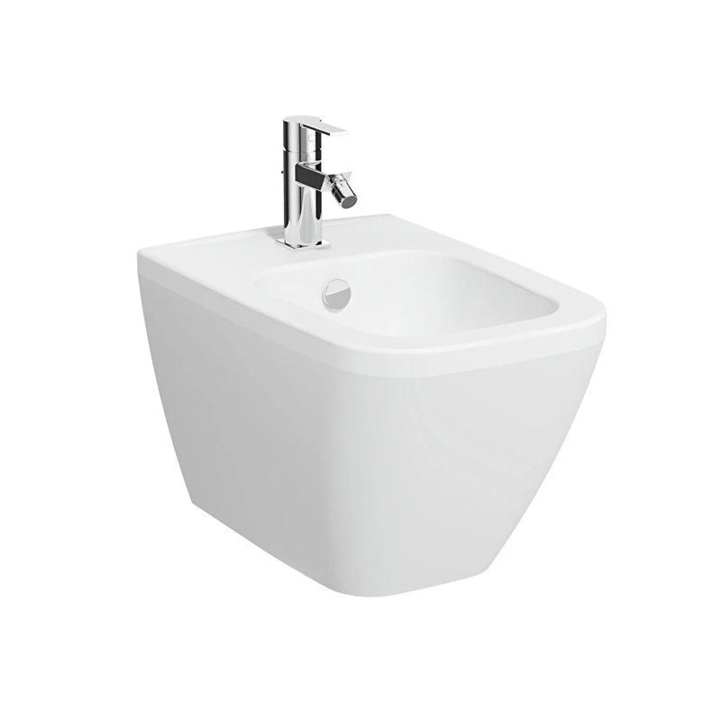 Vitra Integra Square Asma Bide Gizli Montajlı, 54 cm Tek Armatür Delikli, Yanlardan Deliksiz, Mat Beyaz - Vitra