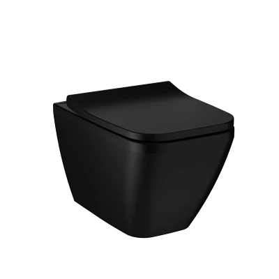 Vitra Integra Square Asma Klozet Rim-ex, Gizli Montajlı, 55 cm Mat Siyah - 1