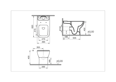 Vitra Integra Square Takım Klozet Rim-ex, Duvara Tam Dayalı, 62 cm Beyaz - 3