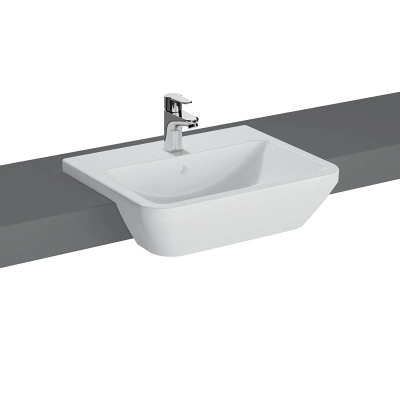 Vitra Integra Yarım Tezgah Lavabo Dikdörtgen, 55x45 cm Tek Armatür Delikli, Su Taşma Delikli, Beyaz - 1