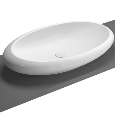 Vitra İstanbul Çanak Lavabo Oval, 85x51 cm Armatür Deliksiz, Su Taşma Deliksiz, Clean, Beyaz - 1