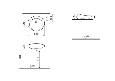 Vitra İstanbul Çanak Lavabo Yuvarlak, 60x55 cm Armatür Deliksiz, Su Taşma Deliksiz, Clean, Beyaz - 5