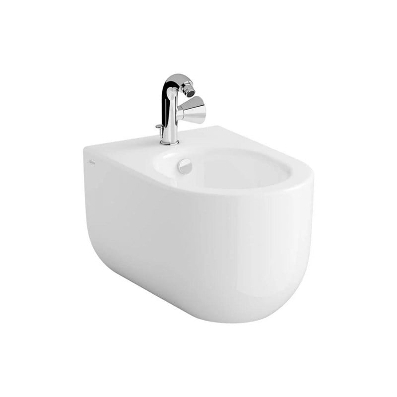 Vitra Liquid Asma Bide Gizli Montajlı, 54 cm Tek Armatür Delikli, Yanlardan Deliksiz, Clean, Beyaz - Vitra