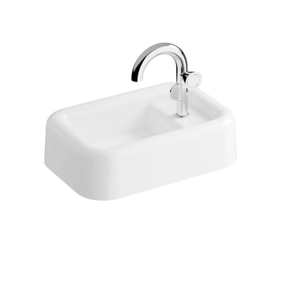 Vitra Liquid Çanak Lavabo Yuvarlak, 60x40 cm Tek Armatür Delikli, Su Taşma Deliksiz, Clean, Beyaz - 1