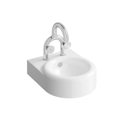 Vitra Liquid Lavabo Kompakt, 40x50 cm Çift Armatür Delikli, Su Taşma Delikli, Clean, Beyaz - 1