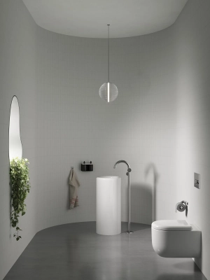 Vitra Liquid Monoblok Lavabo Kompakt, 40x40 cm Tek Armatür Delikli, Su Taşma Deliksiz, Clean, Beyaz - 4