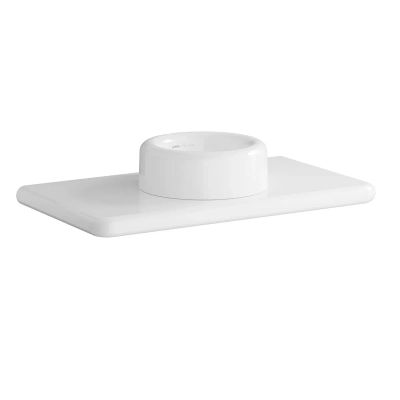 Vitra Liquid Tezgah 100 cm 100 cm, Yuvarlak Lavabo Delikli, Armatür Deliksiz, Beyaz - 1