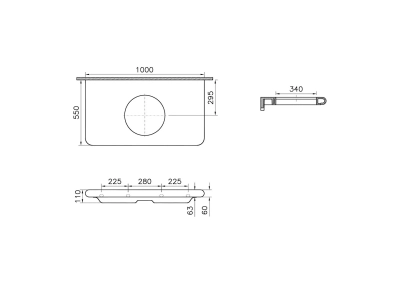 Vitra Liquid Tezgah 100 cm 100 cm, Yuvarlak Lavabo Delikli, Armatür Deliksiz, Beyaz - 2