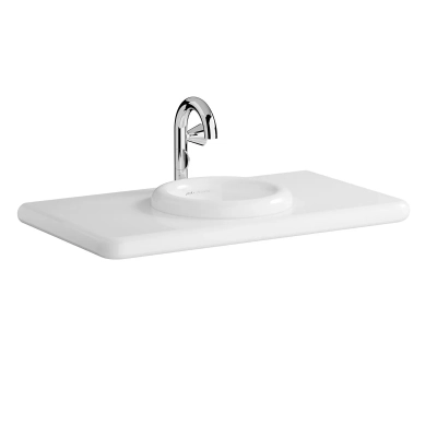 Vitra Liquid Tezgah 100 cm, Yuvarlak Lavabo Delikli, Armatür Delikli - 1