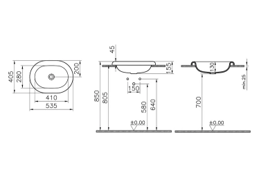 Vitra Liquid Tezgahüstü Lavabo Oval, Kompakt Armatür Deliksiz, Su Taşma Deliksiz, Clean, Beyaz - 4