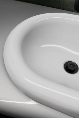 Vitra Liquid Tezgahüstü Lavabo Oval, Kompakt Armatür Deliksiz, Su Taşma Deliksiz, Clean, Beyaz - 3