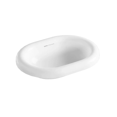 Vitra Liquid Tezgahüstü Lavabo Oval, Kompakt Armatür Deliksiz, Su Taşma Deliksiz, Clean, Beyaz - 1