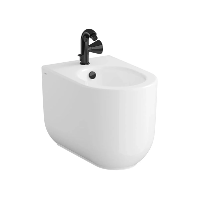 Vitra Liquid Yerden Bide Duvara Tam Dayalı, 54 cm Tek Armatür Delikli, Yanlardan Deliksiz, Clean, Beyaz - 1