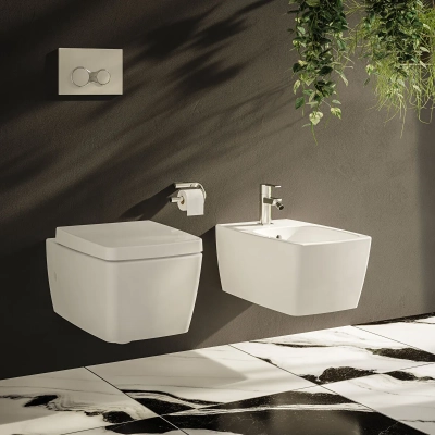 Vitra Metropole Asma Bide Gizli Montajlı, 56 cm Tek Armatür Delikli, Su Taşma Delikli, Yanlardan Deliksiz, Mat Beyaz - 5