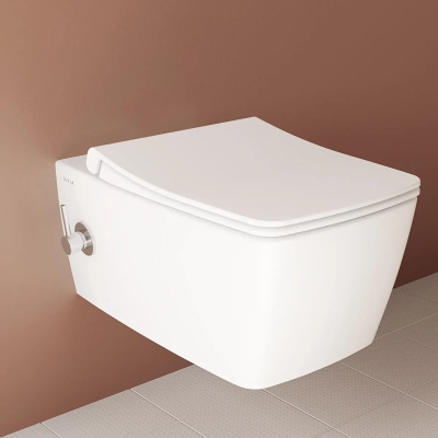 Vitra Metropole Asma Klozet Rim-ex, Gizli Montajlı, 56 cm Taharet Borulu, Entegre Musluklu, Beyaz - 5