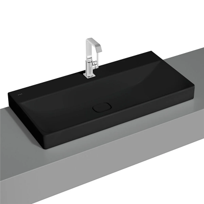 Vitra Metropole Çanak Lavabo 100x47 cm Tek Armatür Delikli, Su Taşma Deliksiz, Mat Siyah - 1