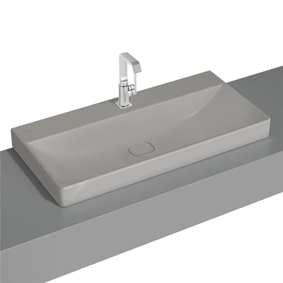 Vitra Metropole Çanak Lavabo 100x47 cm Tek Armatür Delikli, Su Taşma Deliksiz, Mat Taş Gri - 1